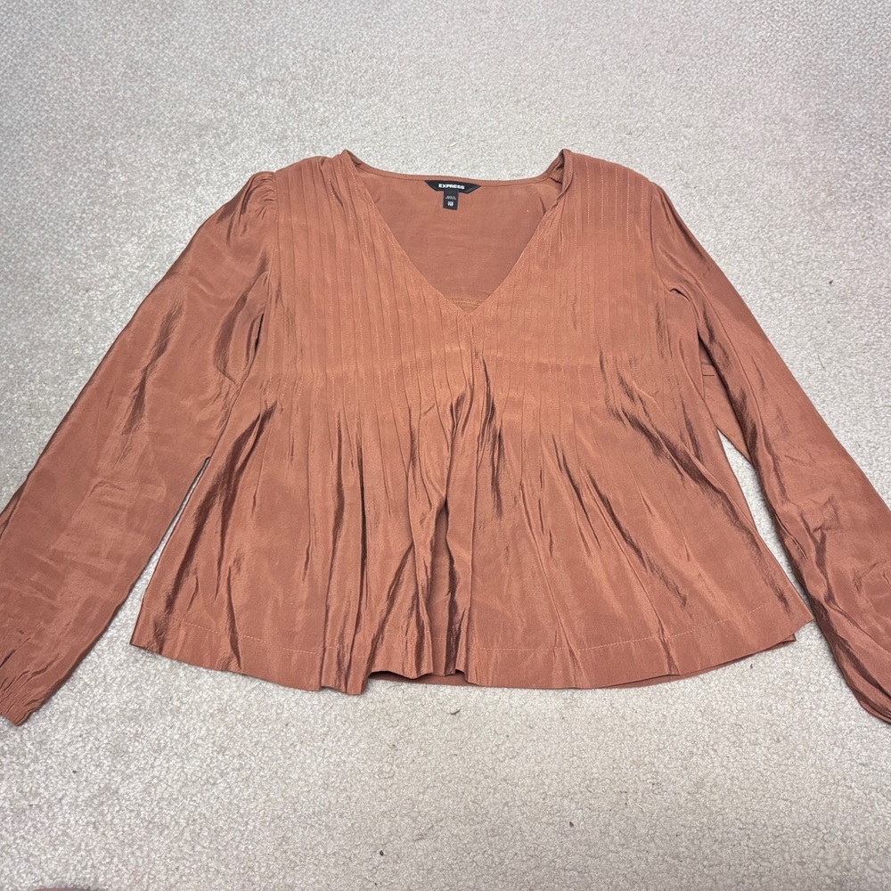 Express Rust Colored V-Neck Blouse
